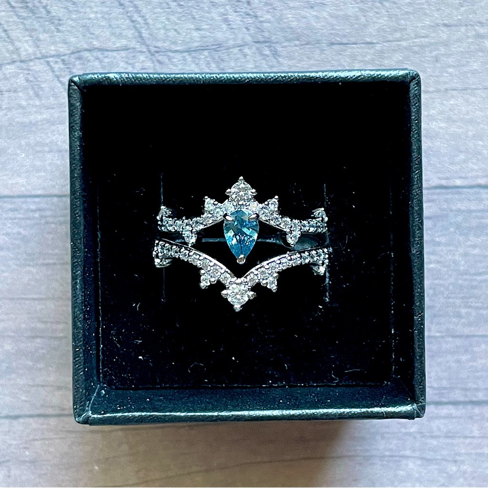 Bomb Party OG Ring “Incredible Gaze” with Blue Zircon Spinel and Rhodium Plating